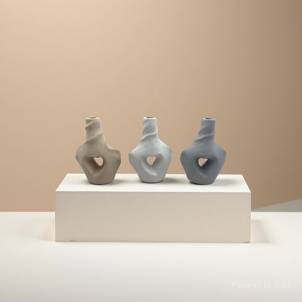 Creative abstract geometric ceramic sand glaze vases, high-end decorative items, home living room decoration, table flower vases wholesale Specification image