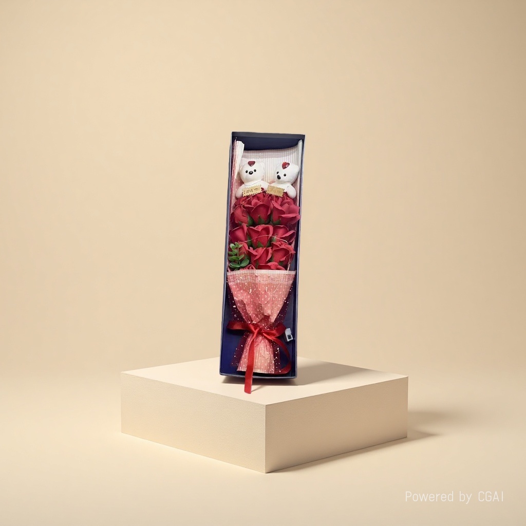 Simulated rose garden rose bouquet paper flowers details Picture