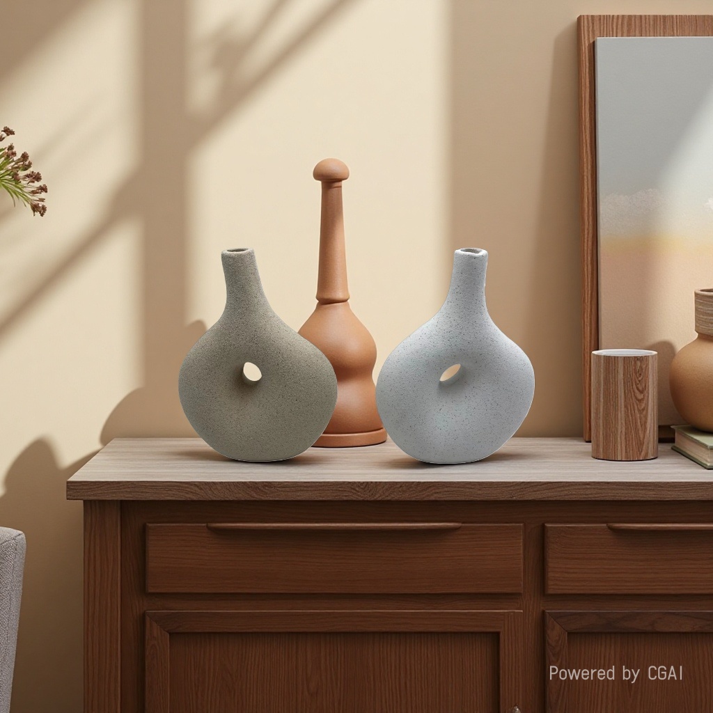 Creative abstract ceramic sand glaze vases, high-end decorative items, home living room decoration, table flower vases wholesale Specification image