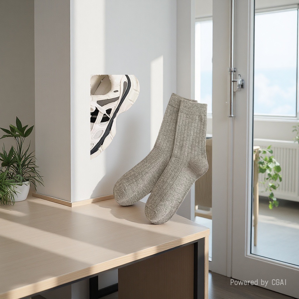 Grey striped socks, thickened warm socks, daily casual socks Application Scenario