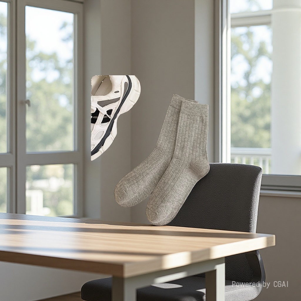 Grey striped socks, thickened warm socks, daily casual socks Specification image