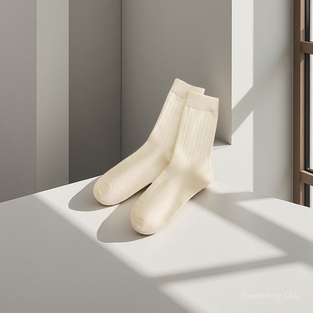 White socks are breathable and comfortable for daily use. Pure cotton casual socks are thickened and warm. They are suitable for both men and women Item Picture