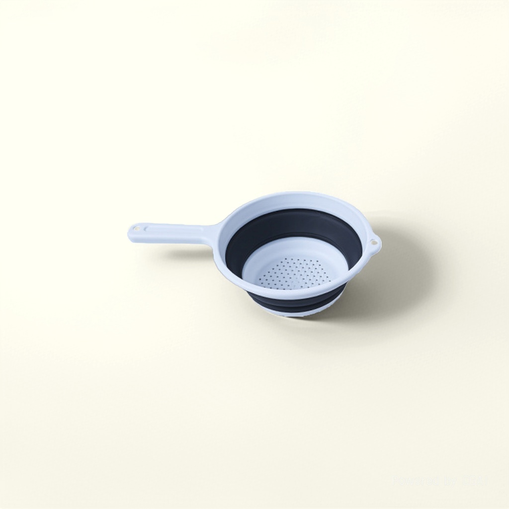 For foreign trade, there is a long handle water filter spoon for washing vegetables and fruits. It is a large hanging folding water draining basket and water draining spoon for the kitchen Item Picture