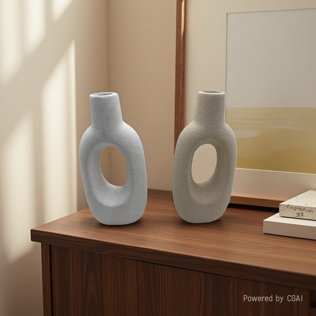 Simple ceramic sand glaze vase, water-cultivated Nordic modern creative home living room dining table, dried flower arrangement decorative item Application Scenario