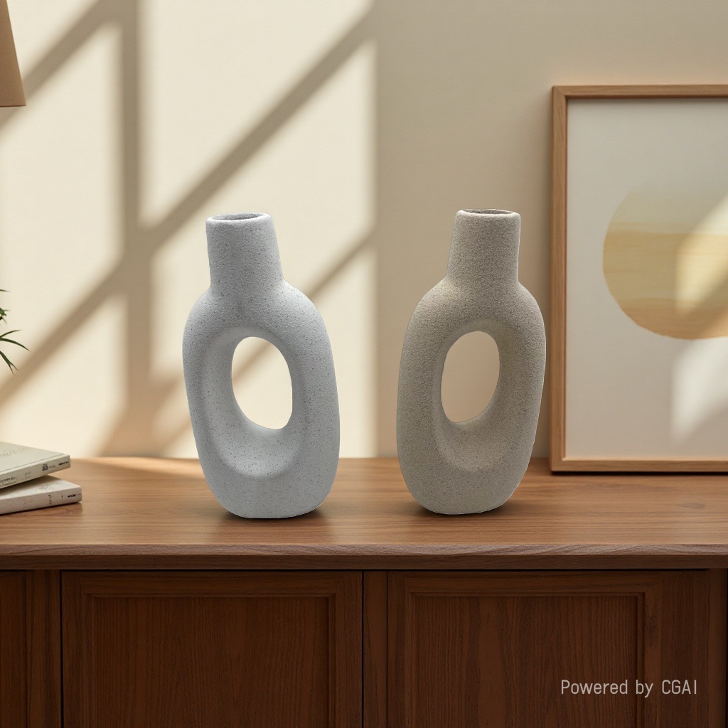 Simple ceramic sand glaze vase, water-cultivated Nordic modern creative home living room dining table, dried flower arrangement decorative item details Picture
