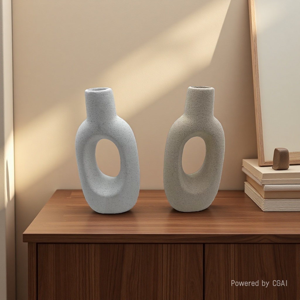 Simple ceramic sand glaze vase, water-cultivated Nordic modern creative home living room dining table, dried flower arrangement decorative item Specification image