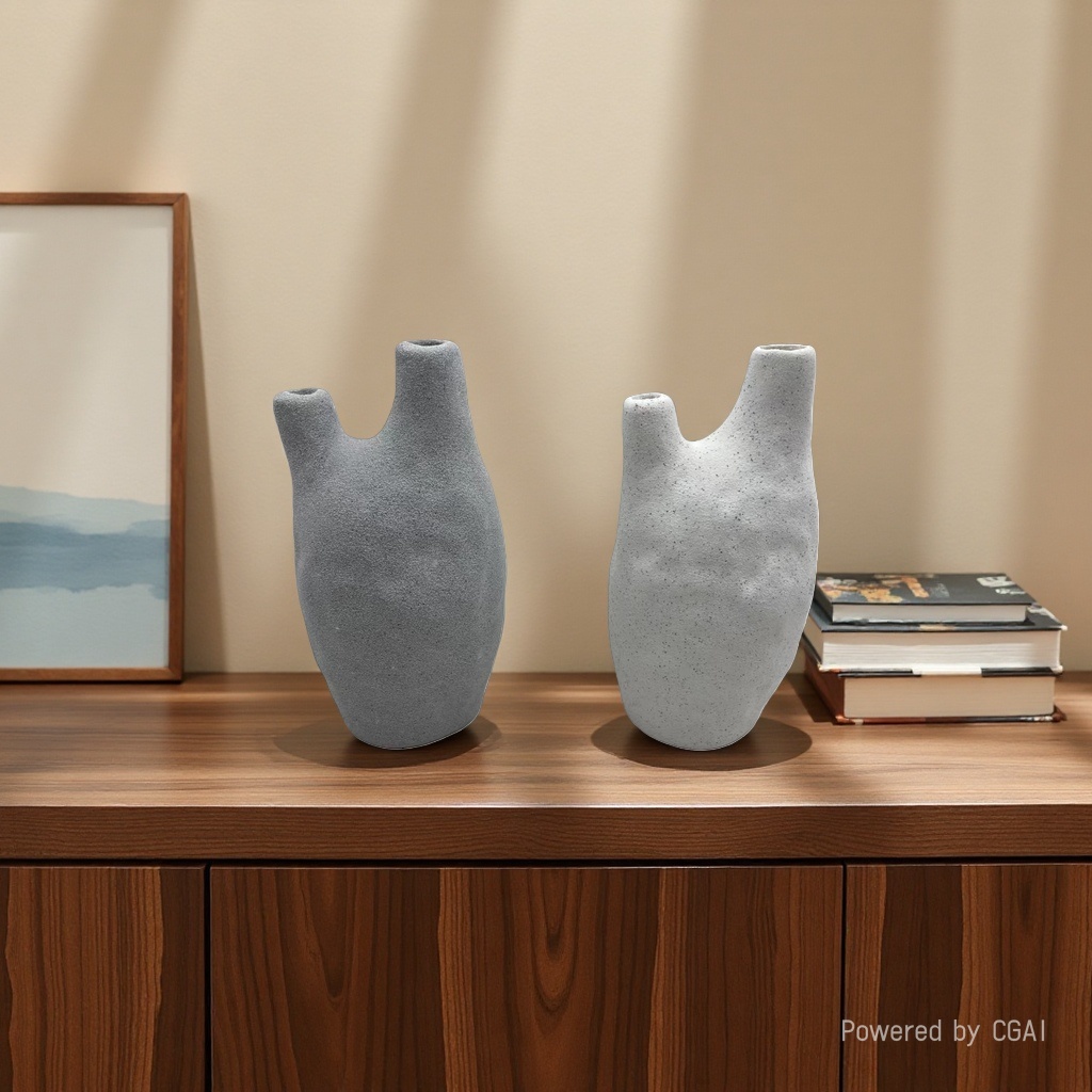 Nordic Ins-style plain vase, ceramic sand glaze vase, home living room decorative item, flower arrangement, creative homestay art display Specification image