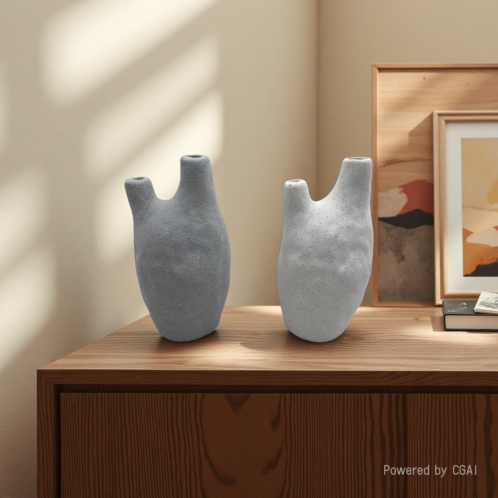 Nordic Ins-style plain vase, ceramic sand glaze vase, home living room decorative item, flower arrangement, creative homestay art display details Picture