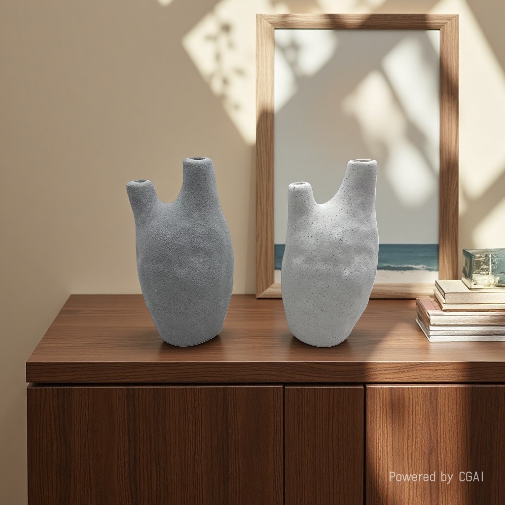 Nordic Ins-style plain vase, ceramic sand glaze vase, home living room decorative item, flower arrangement, creative homestay art display Application Scenario