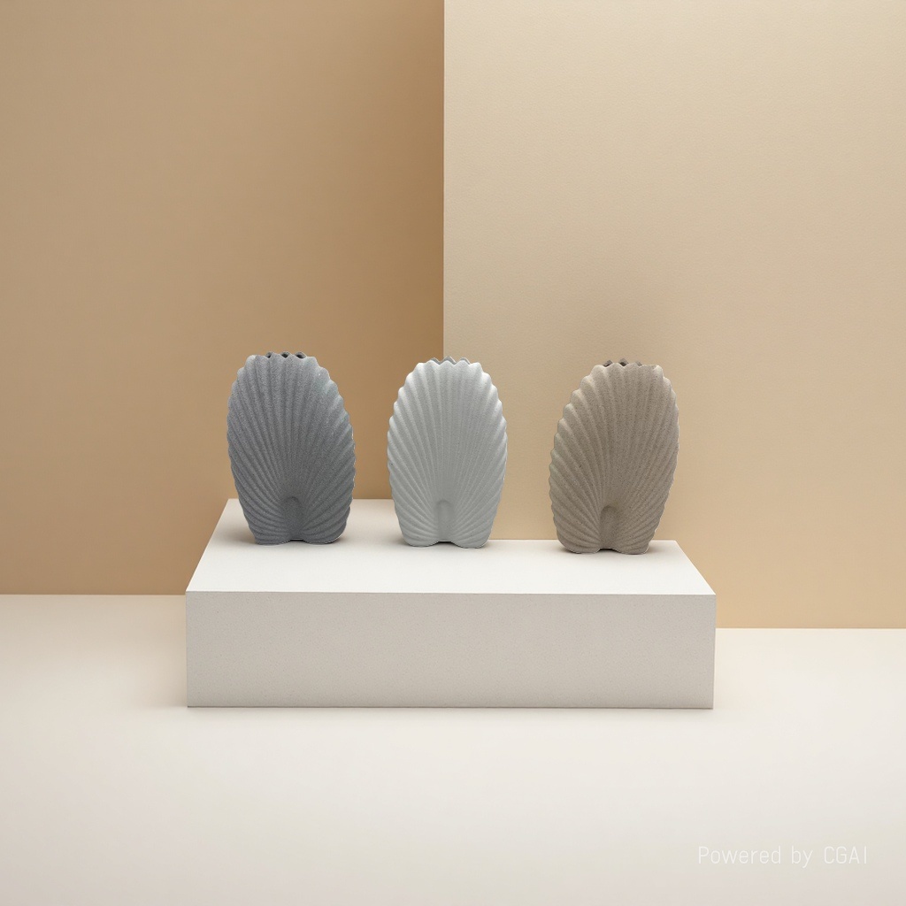 Retro ceramic sand glaze vase table arrangement, fresh and serene style series shell vase, fresh and dried flowers, living room home decoration items details Picture