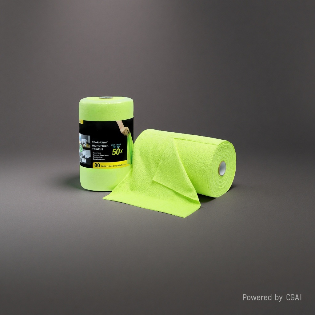 Yilu Silk microfiber cleaning cloth roll, reusable green tear-off tissue paper; Microfiber towels specially designed for automobiles; Super absorbent, lint free cleaner suitable for home and kitchen use details Picture