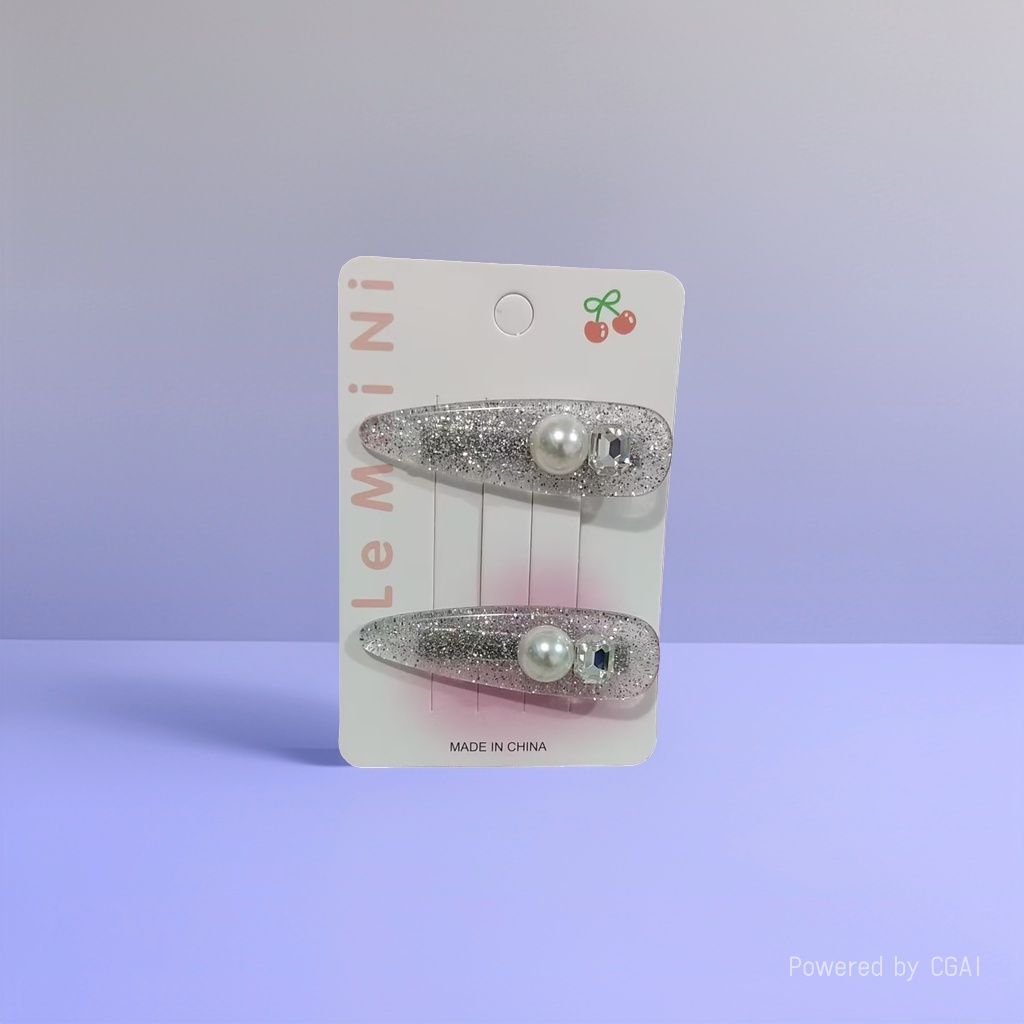 Wholesale of new spring and summer hair accessories: Silver glitter with colorful beads, a pair of card hair clips for girls and students, with edge clips details Picture