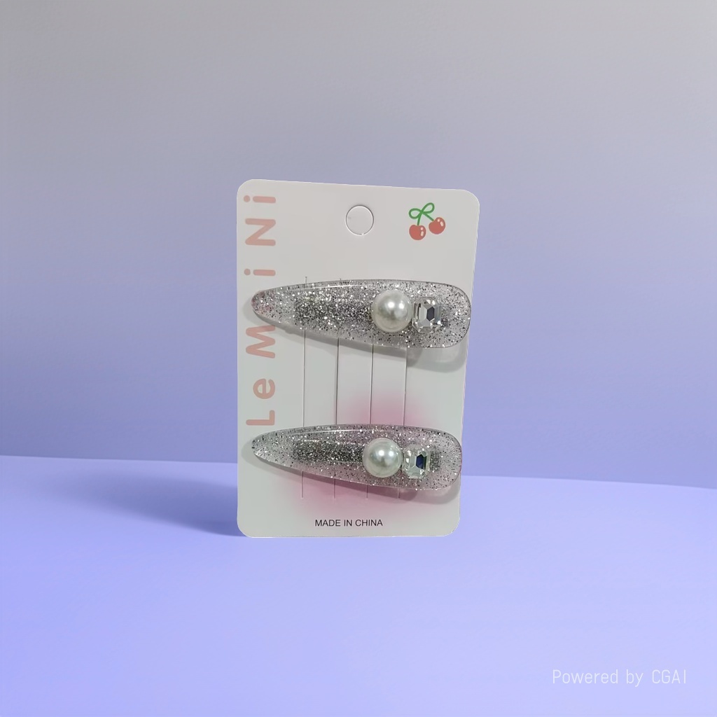 Wholesale of new spring and summer hair accessories: Silver glitter with colorful beads, a pair of card hair clips for girls and students, with edge clips Application Scenario