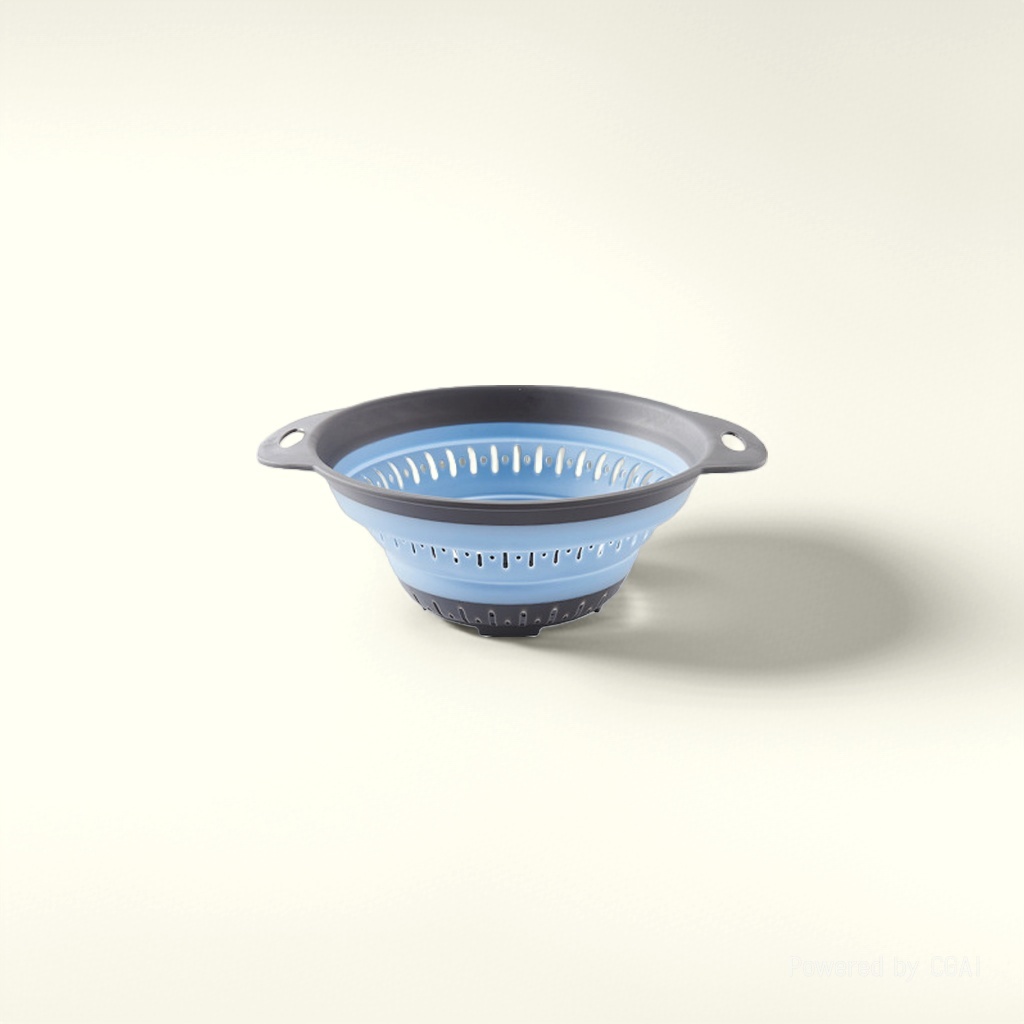 Round small kitchen hanging two-color injection-molded plastic foldable draining basket, fruit basket and vegetable washing basket details Picture