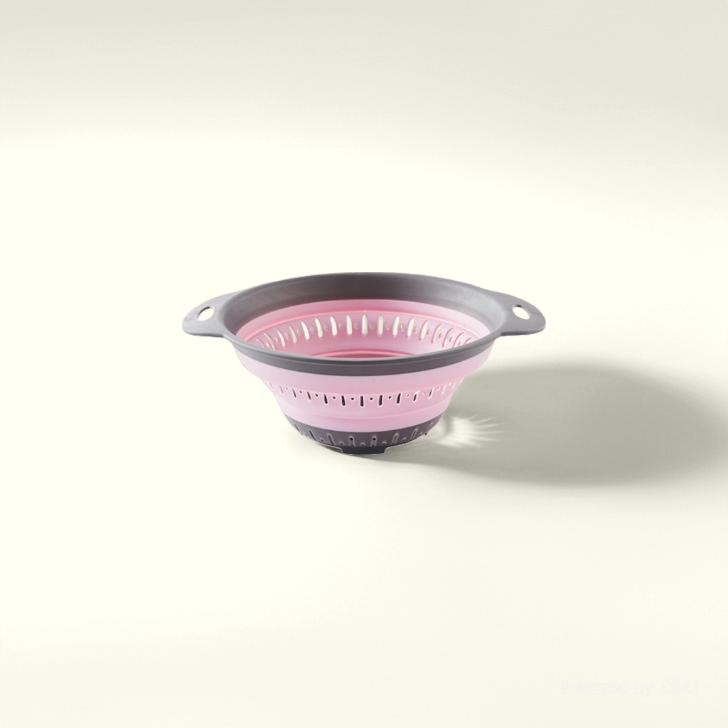 Round small kitchen hanging two-color injection-molded plastic foldable draining basket, fruit basket and vegetable washing basket Specification image