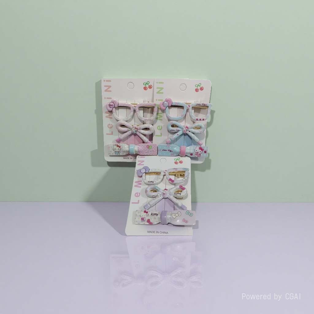 Cartoon kitten hair clips, women's creative glasses style, bangs hair clips, duckbill clips, forehead hair clips, hair accessories details Picture