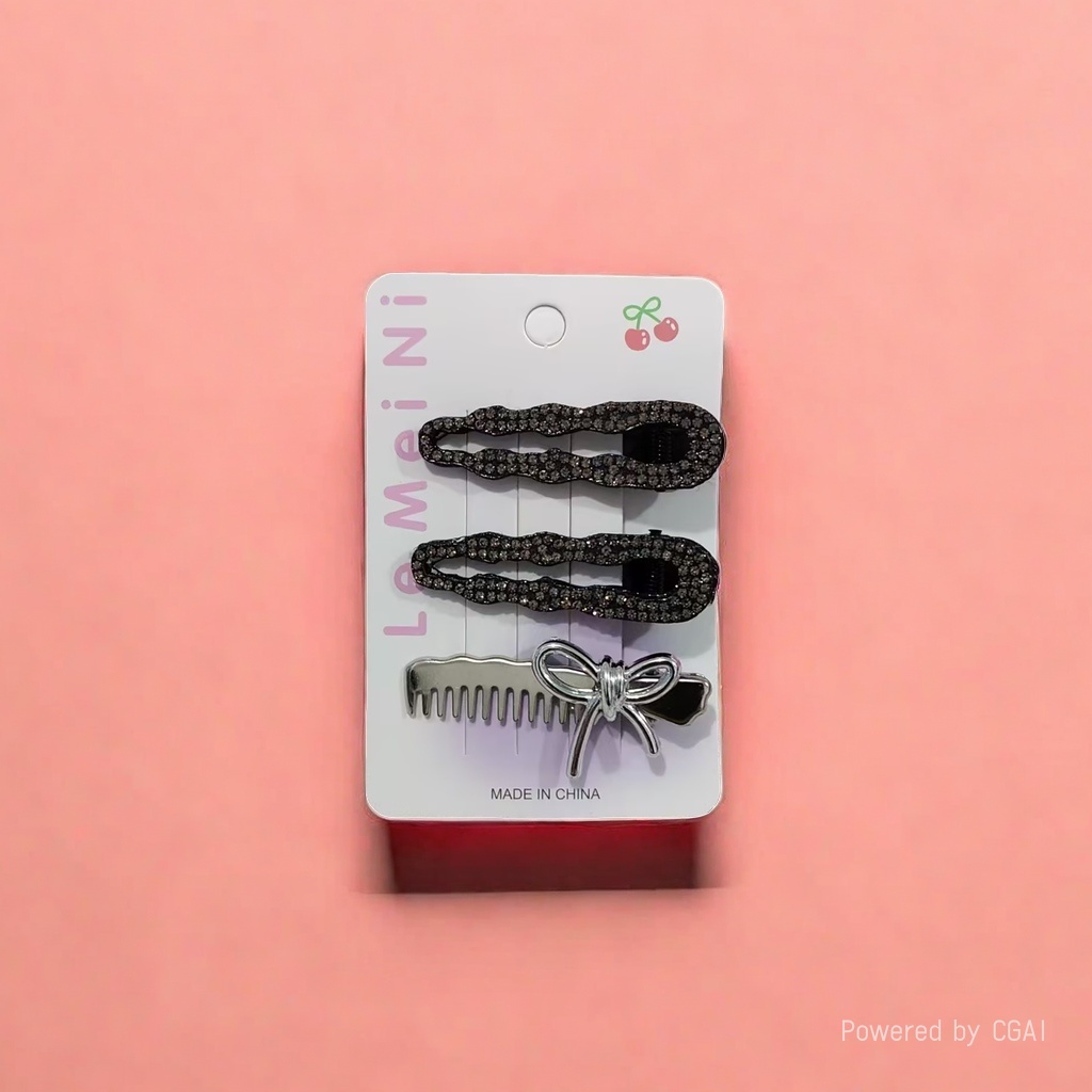 Full diamond bow hair clip, simple bangs, one-line clip, side clip, small duckbill hair clip at the back of the head, headpiece Specification image