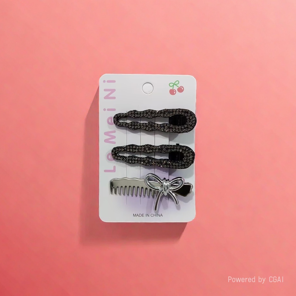 Full diamond bow hair clip, simple bangs, one-line clip, side clip, small duckbill hair clip at the back of the head, headpiece Application Scenario