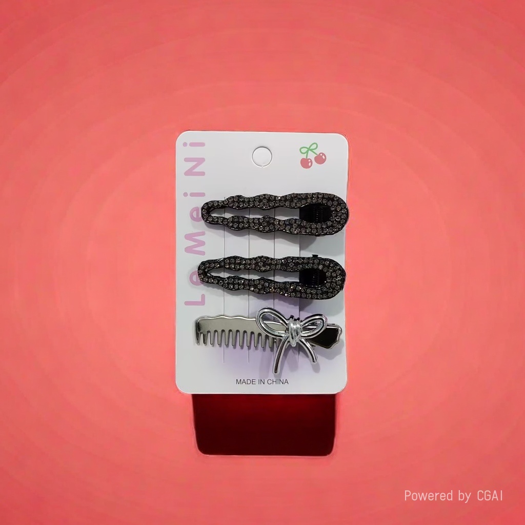 Full diamond bow hair clip, simple bangs, one-line clip, side clip, small duckbill hair clip at the back of the head, headpiece