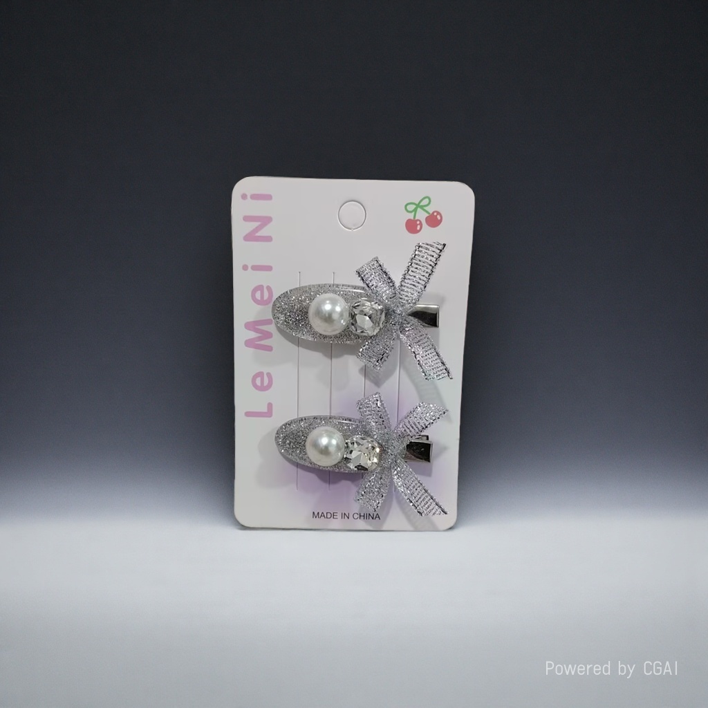 Wholesale hair accessories: Silver glitter with colorful beads, a pair of card hair clips for girls and students, with edge clips Application Scenario