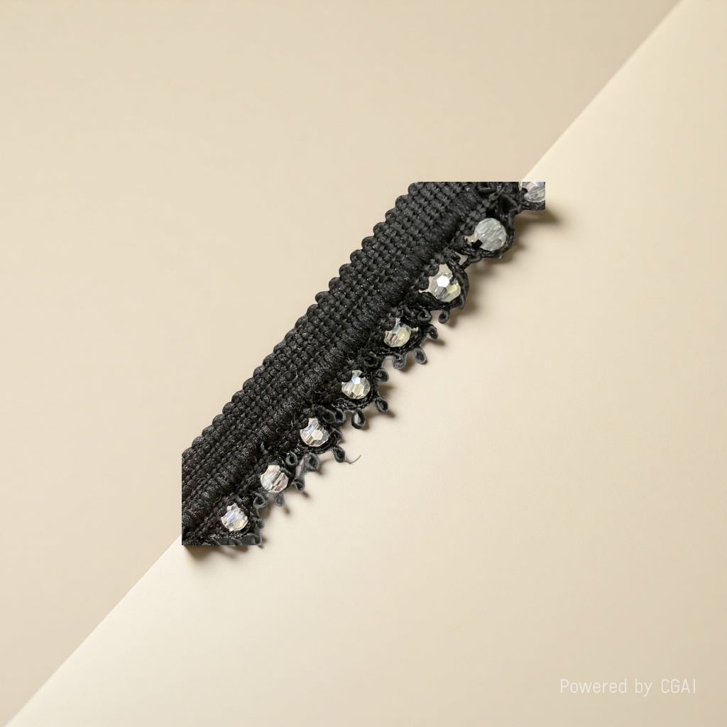 Wholesale of black elastic webbing, lace, hand-woven, beaded and pearl clothing accessories from the manufacturer 100659201 Specification image
