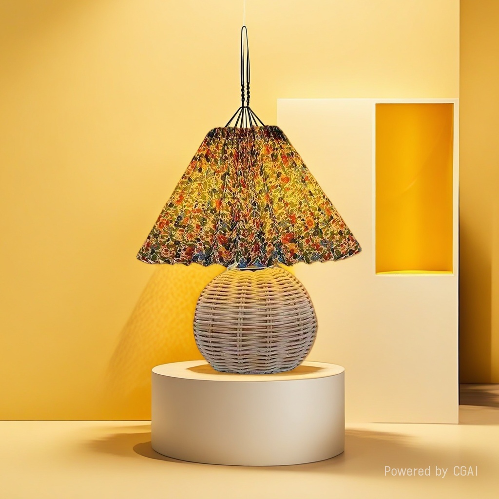 Household lighting lamp, country-style rattan base, small household table lamp Application Scenario