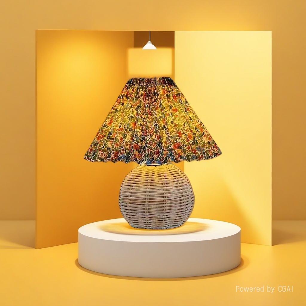 Household lighting lamp, country-style rattan base, small household table lamp Specification image