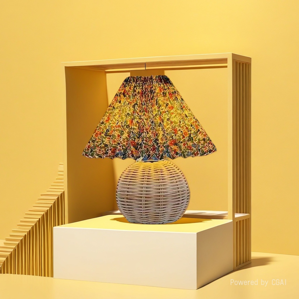 Household lighting lamp, country-style rattan base, small household table lamp