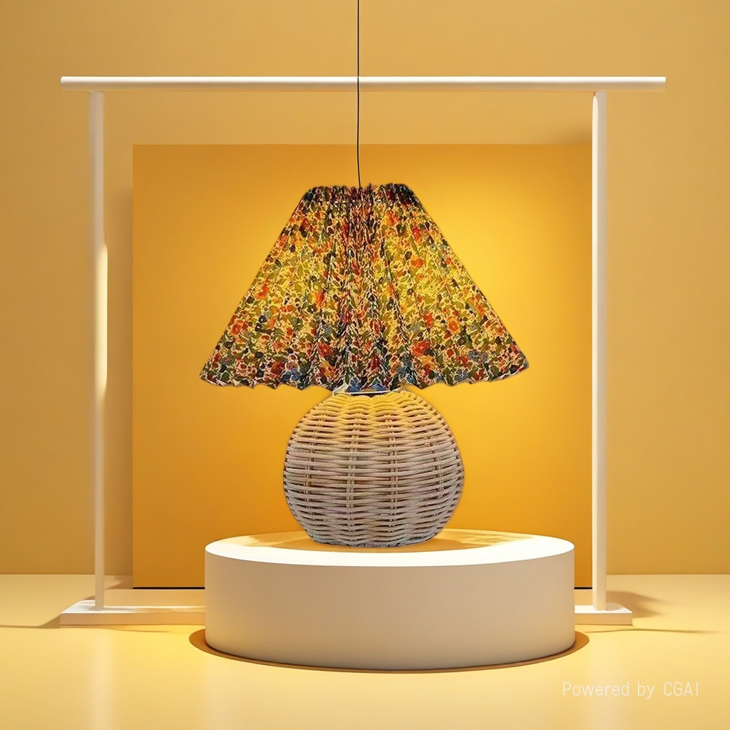Household lighting lamp, country-style rattan base, small household table lamp details Picture