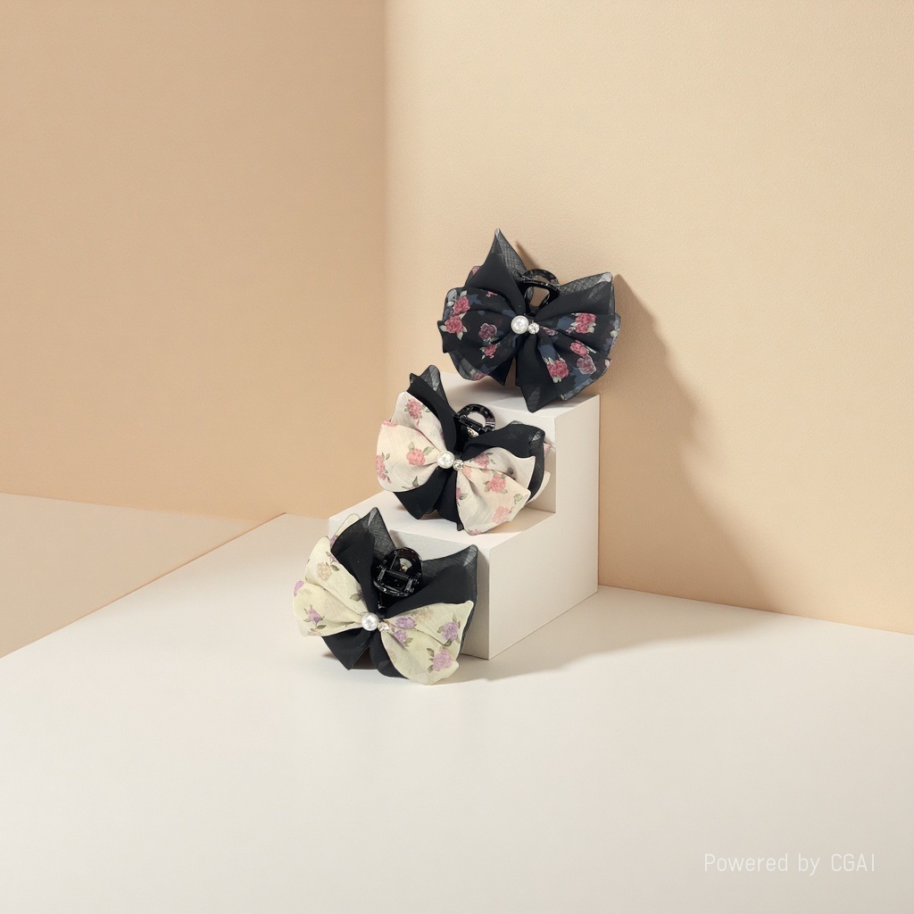 The oversized claw clip, shark clip, high-end double-sided bow hair clip, and the back of the head hair accessory of the princess on the run details Picture