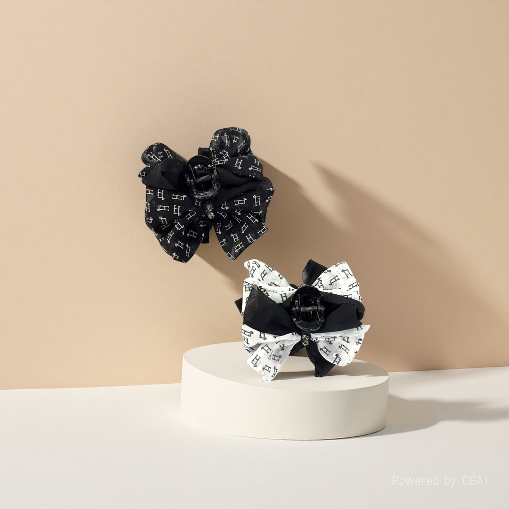 New sweet bow clip, fashionable black and elegant hair clip, female back head plate hair clip, subnet red shark clip Specification image