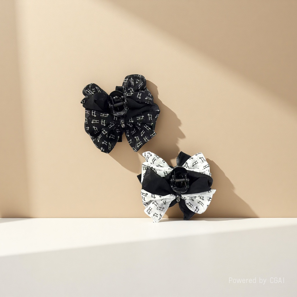 New sweet bow clip, fashionable black and elegant hair clip, female back head plate hair clip, subnet red shark clip Application Scenario