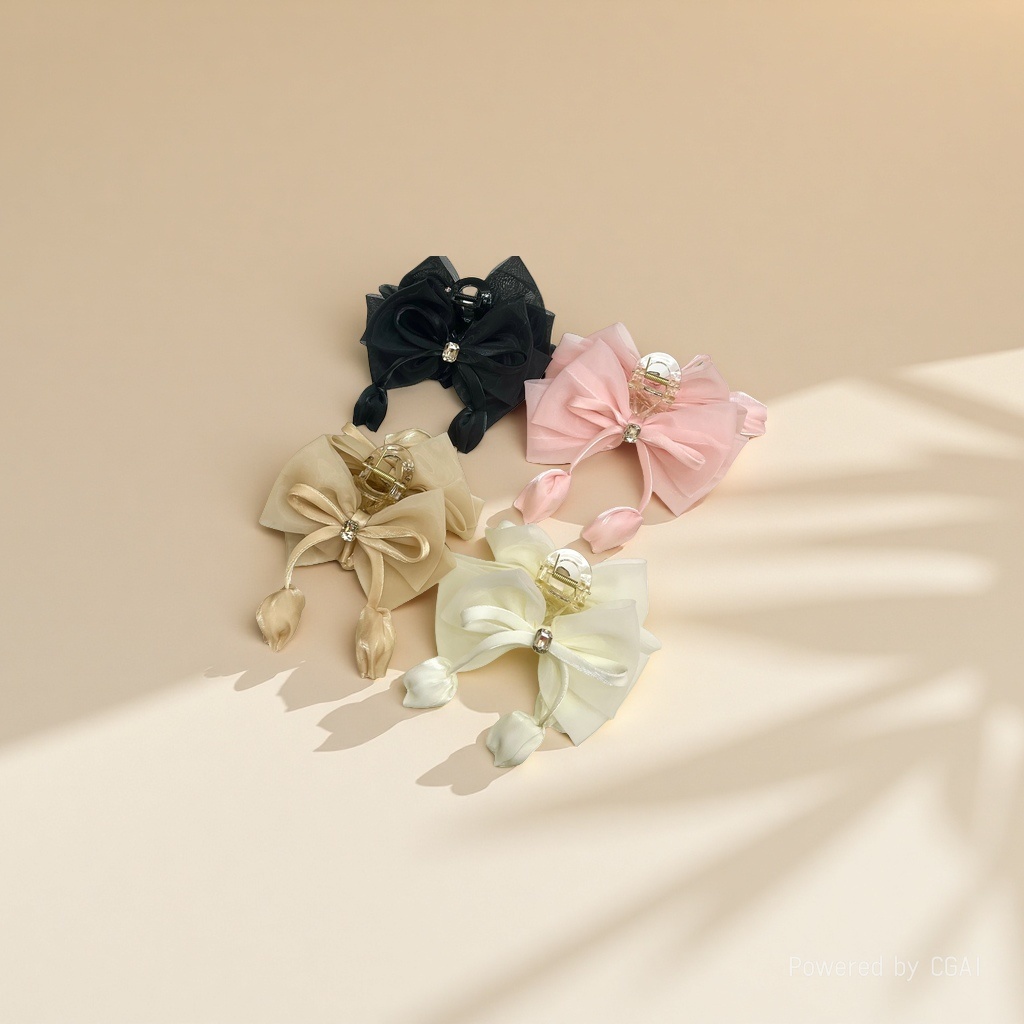 Exquisite and versatile bow ponytail clip, French elegance, half hair clip at the back of the head, Korean-style high-end grabber accessory Application Scenario