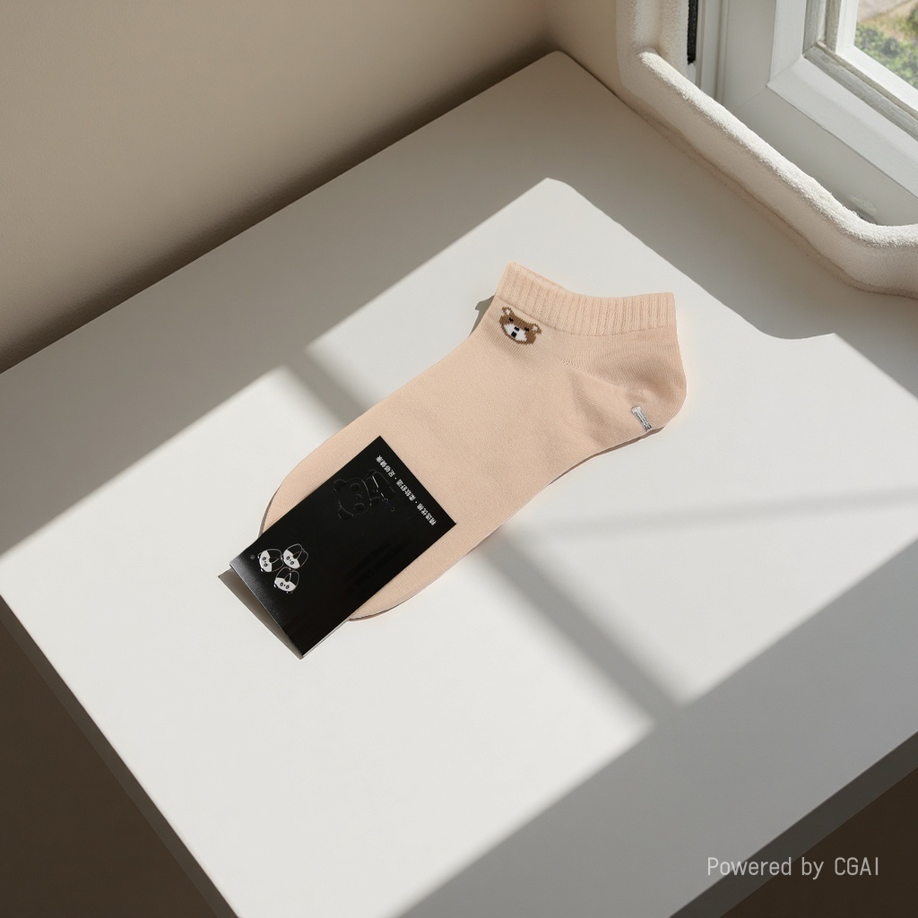浅色卡通熊头婴儿袜子宝宝防蚊夏季透气舒适 Specification image