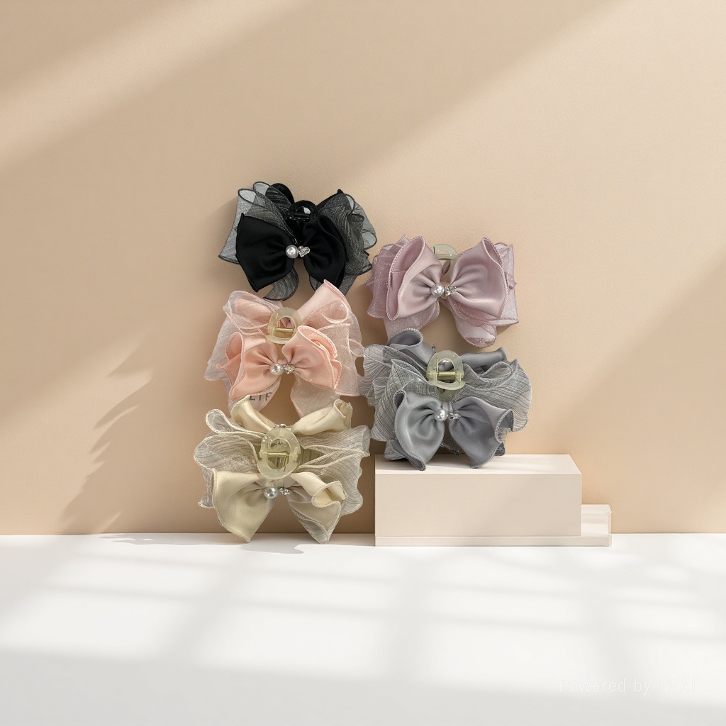 Bow shark clip hairpin, grappling clip hair accessory, cute, fashionable, versatile and niche accessory for women Application Scenario