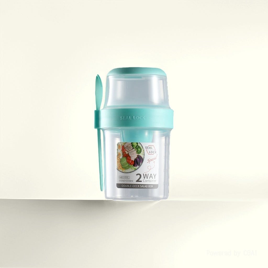 Portable breakfast salad cup, double-layer plastic light food with spoon and fork, sealed student lunch box, light food wonder Application Scenario