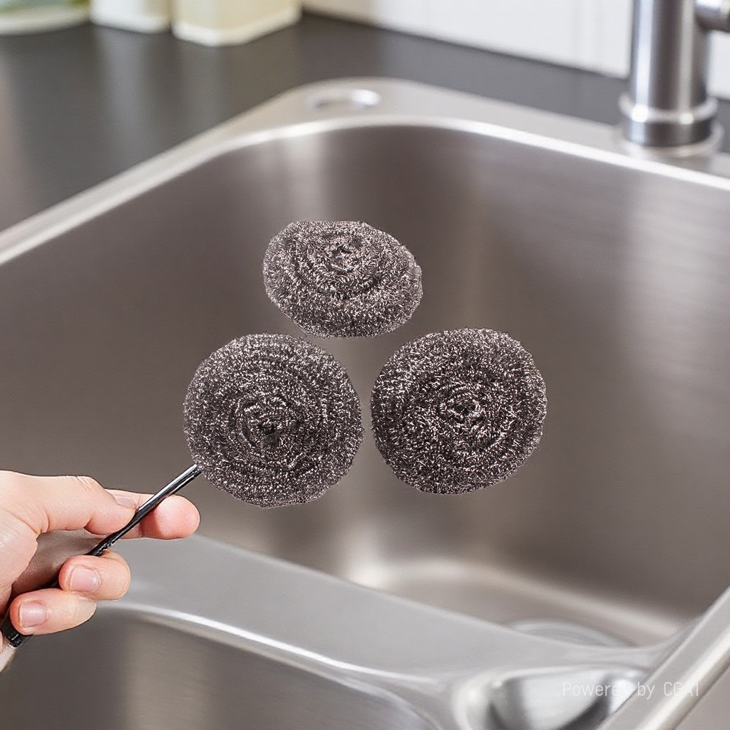 Three-in-one cup brush, stainless steel wire ball hard bristle brush, kitchen cleaning supplies, cleaning brush 144921808 Application Scenario