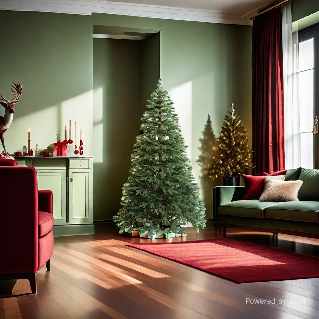 Christmas decoration: Hanging Christmas wreaths on the door for Christmas scene arrangement. 153002026