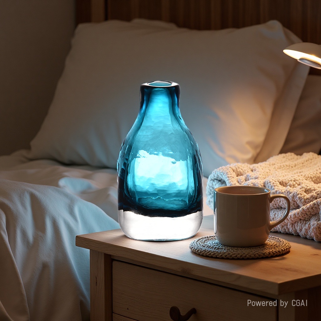 The glass blue ecological bottle is a simple, beautiful and practical home decoration vase Application Scenario