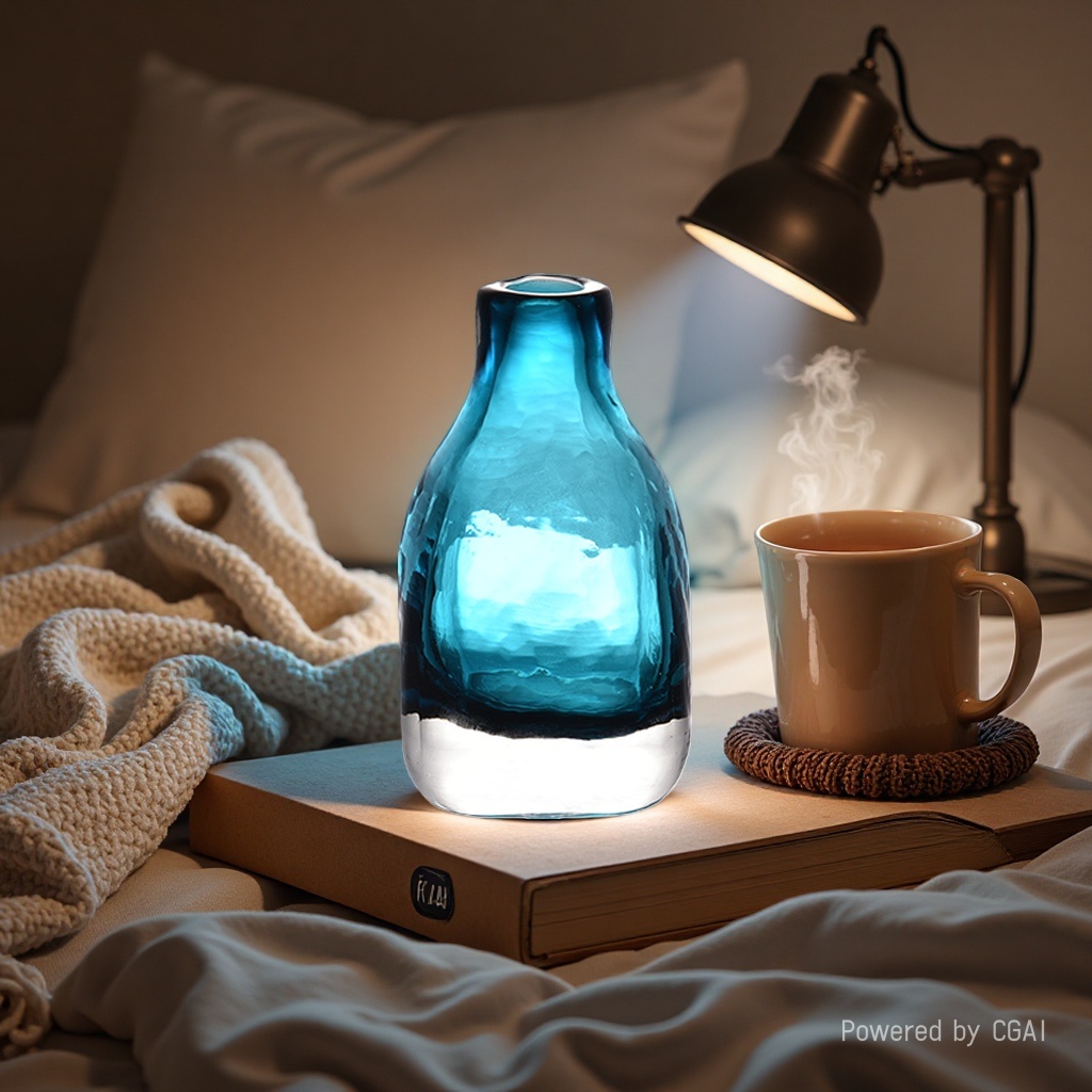 The glass blue ecological bottle is a simple, beautiful and practical home decoration vase Specification image