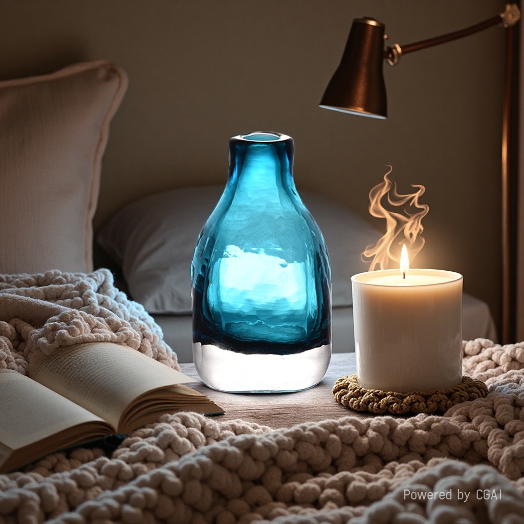 The glass blue ecological bottle is a simple, beautiful and practical home decoration vase