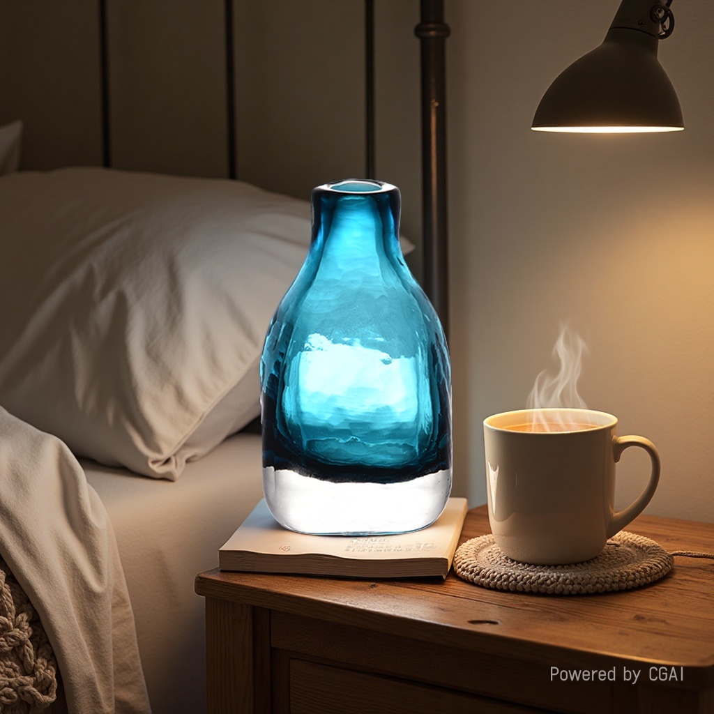 The glass blue ecological bottle is a simple, beautiful and practical home decoration vase details Picture