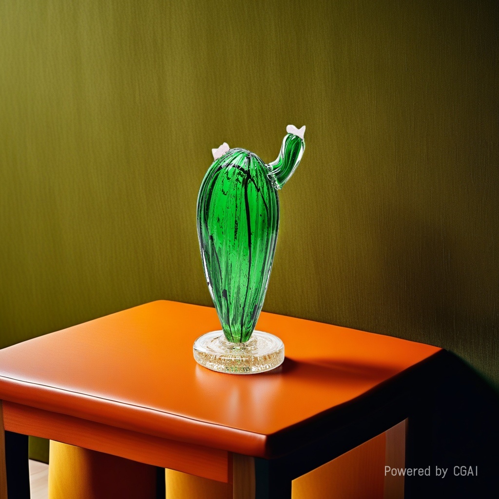 Green cactus-shaped glass ornaments and glassware