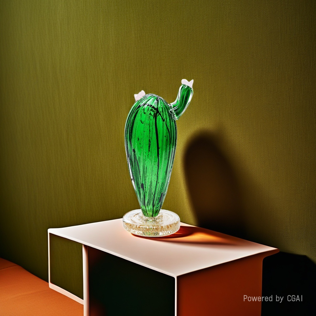 Green cactus-shaped glass ornaments and glassware Specification image