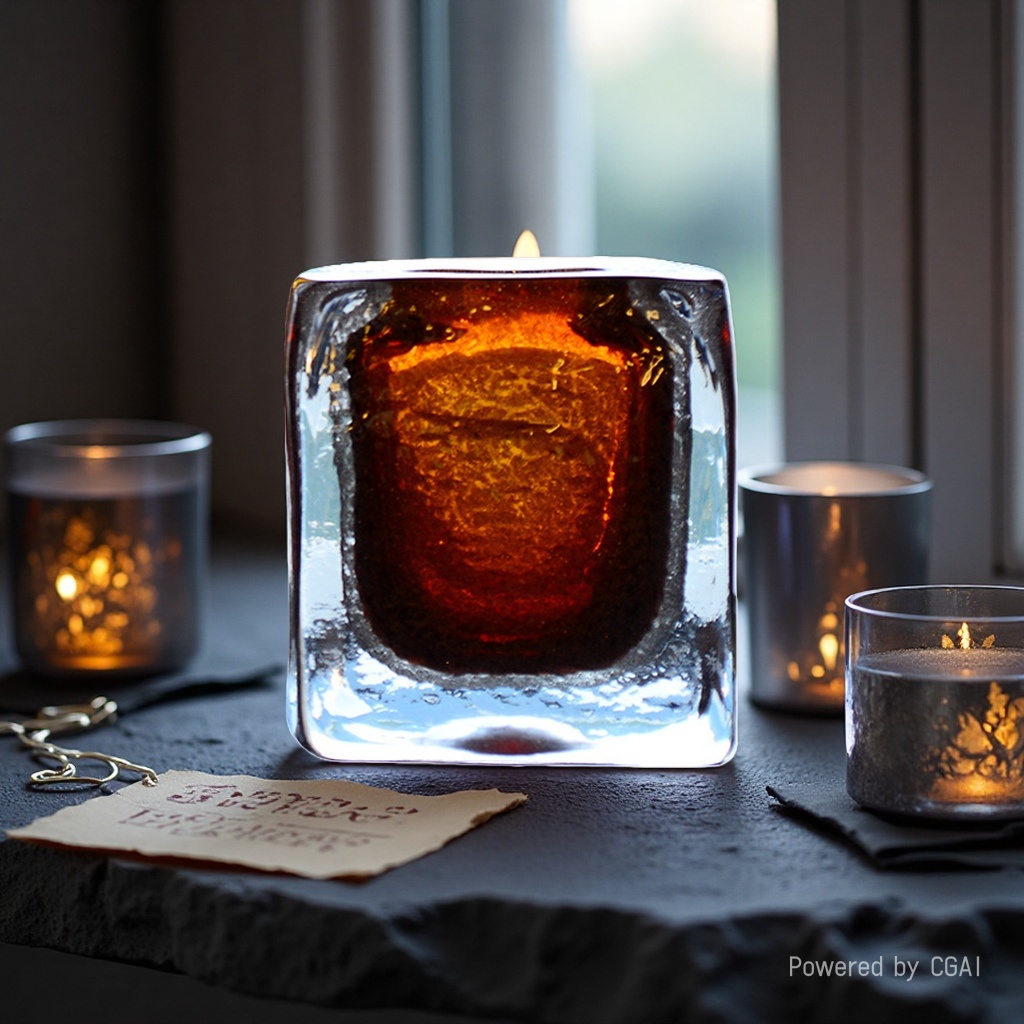 Glass products, glass handicrafts, amber color Specification image