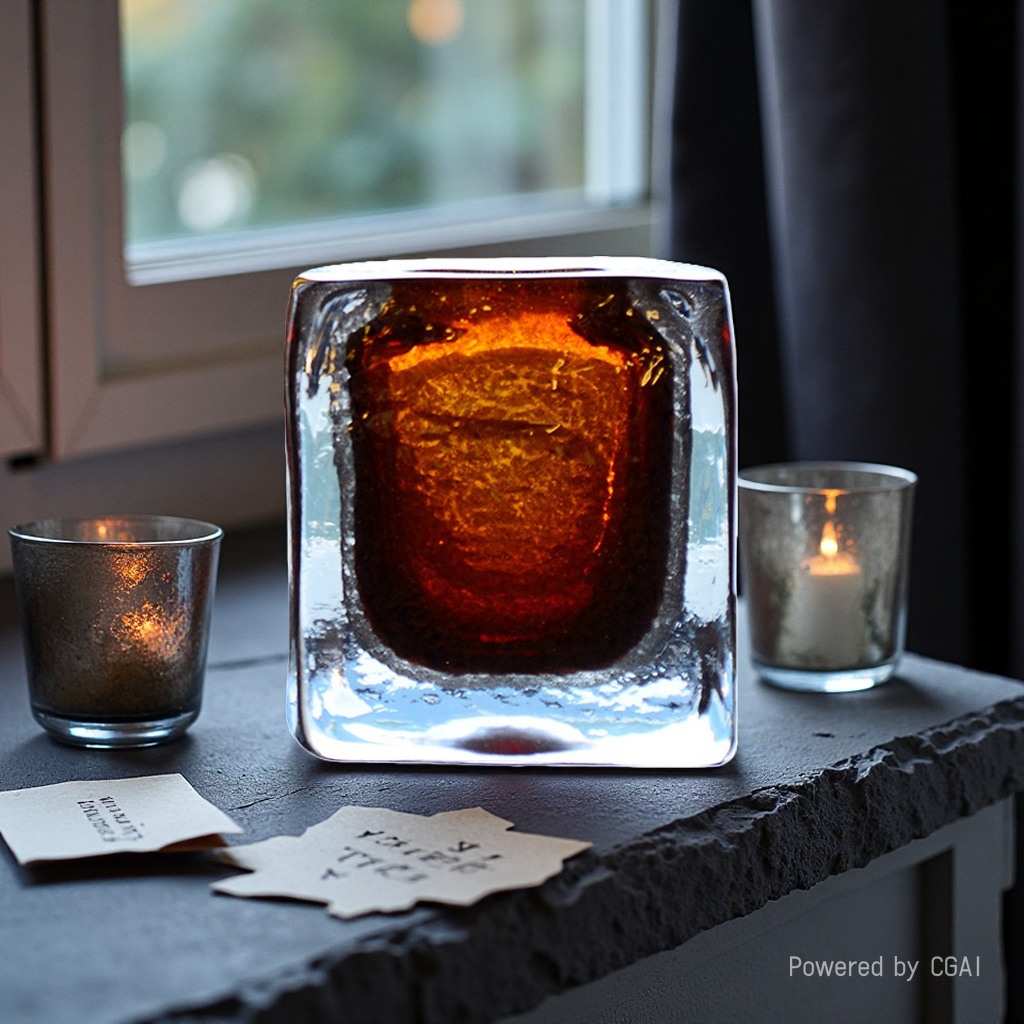 Glass products, glass handicrafts, amber color
