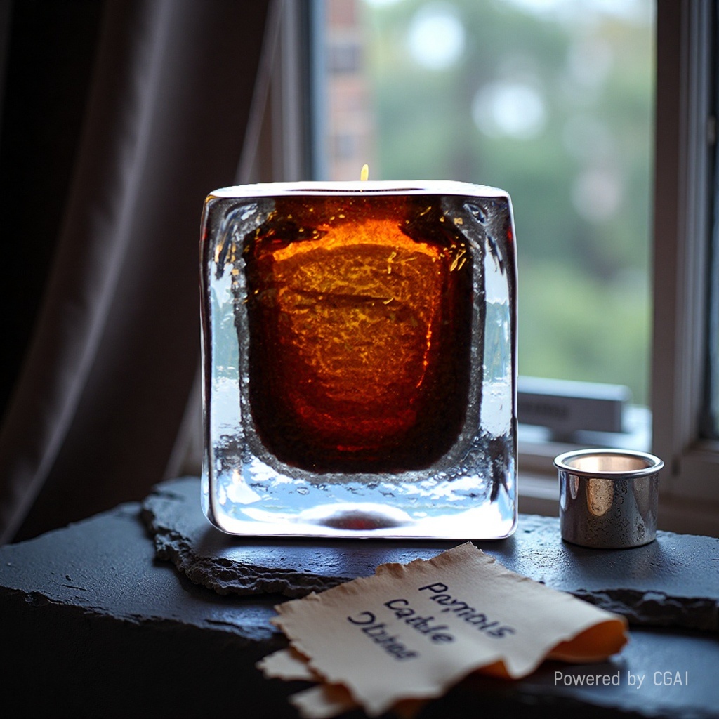 Glass products, glass handicrafts, amber color details Picture