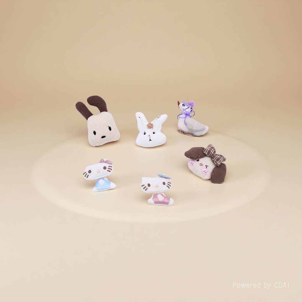 Play with cartoon cat and fish-shaped fabric dolls and wool felt pendants Item Picture