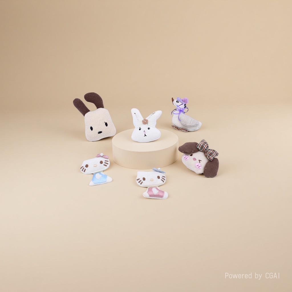 Play with cartoon cat and fish-shaped fabric dolls and wool felt pendants Specification image