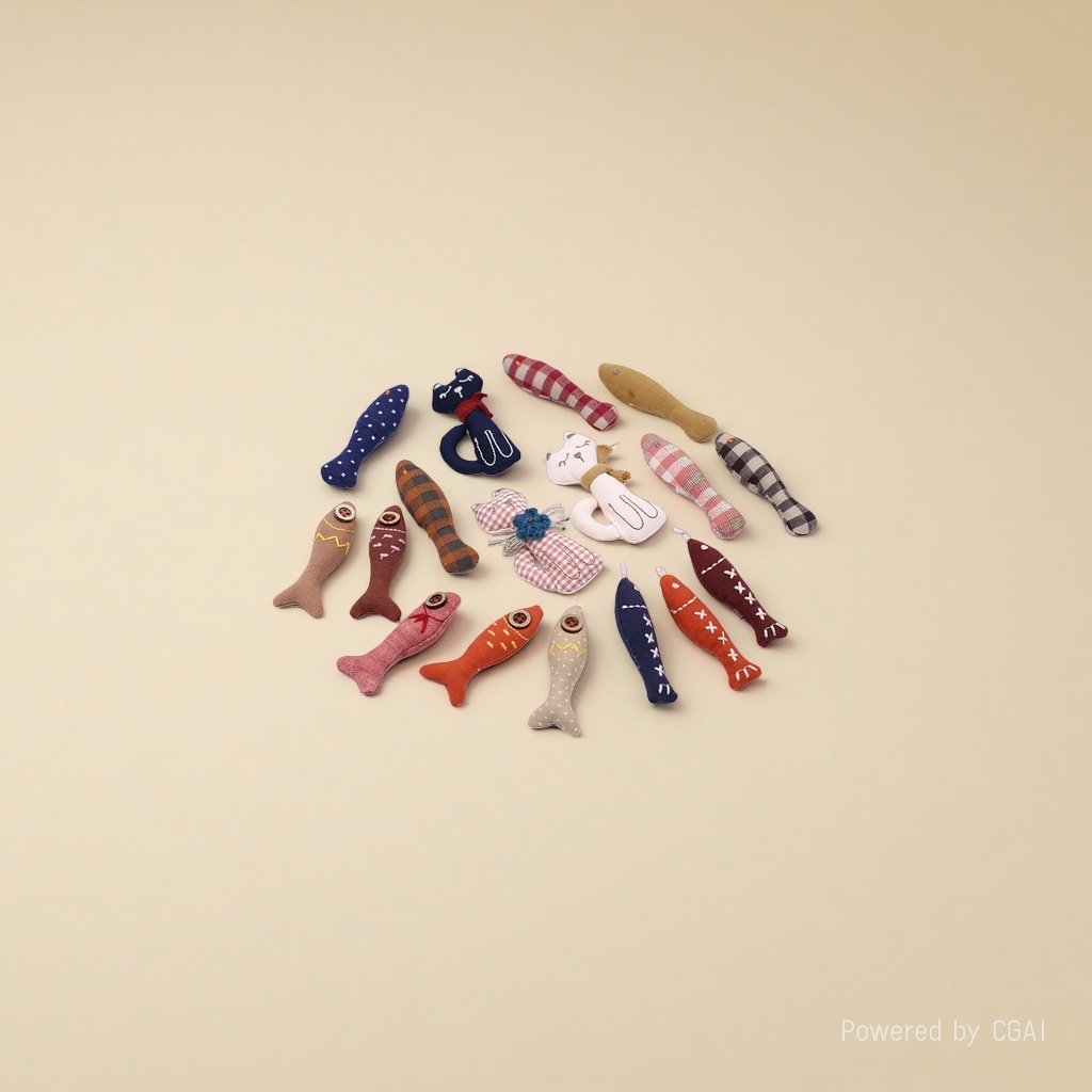 New cat and little fish fabric pendants, accessories, children's clothing, shoes, socks, hats, bags, semi-finished products, handcrafted materials and accessories details Picture